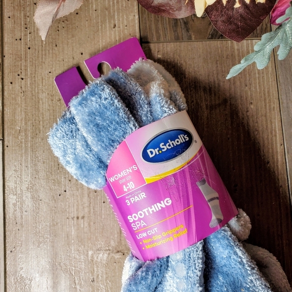 NWT Dr. Scholl's Women's Soothing Spa Socks Blue Low Cut 4-10 Shoe Size 3 Pairs - Picture 12 of 12